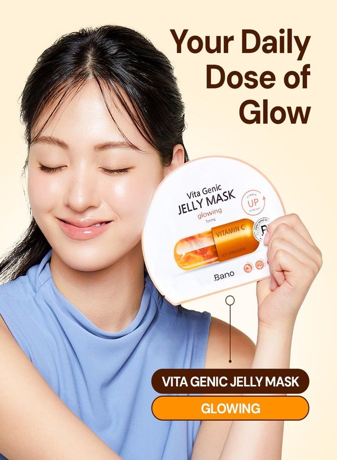Bano Vita Genic Jelly Face Glowing Mask 10EA – Hydrating Sheet Mask for Sensitive Skin, Korean Glass Skin Care with Vitamin C, Biotin & Niacinamide, Fragrance-Free - Image 3